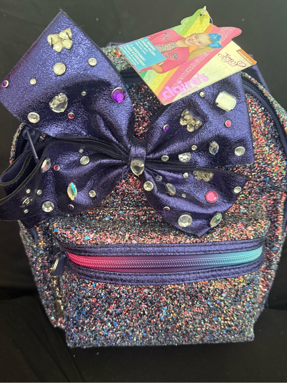 Nickelodeon JoJo Siwa Claires Glitter Mini Backpack Purple Bow and Gems